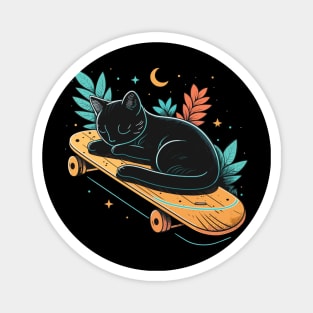 Skateboarding Cat Gifts Funny Cat Magnet